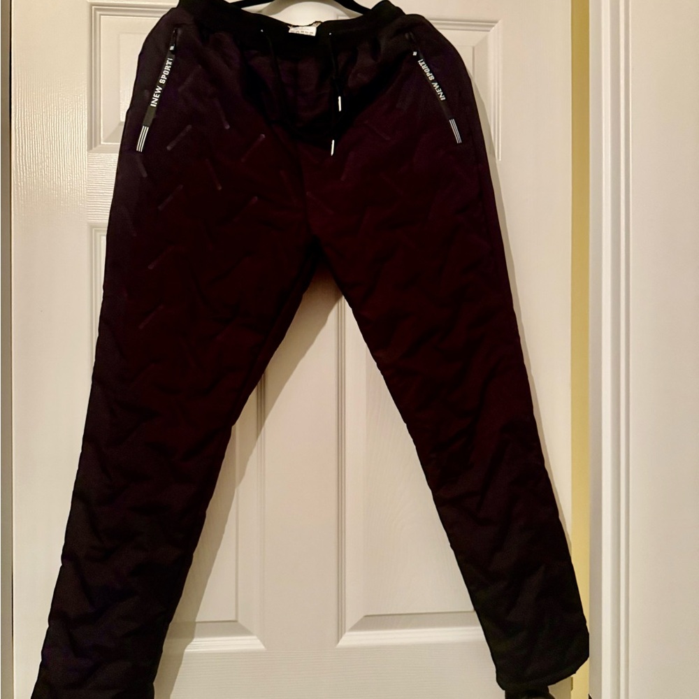 BRAND NEW Black Quilted Jogger Pants - Brand Unknown
